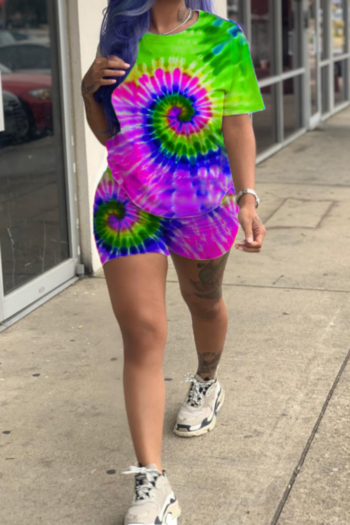 New 5 colors tie-dye printed stretch two-piece sets