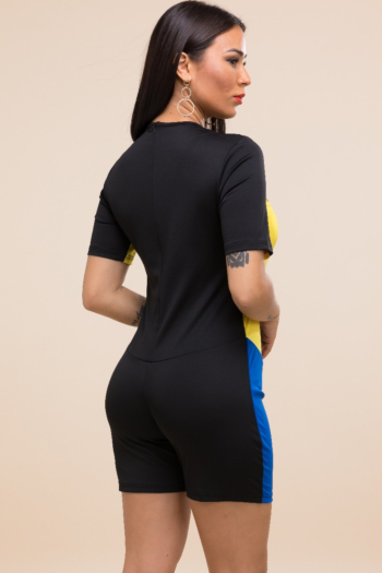 New stylish printed splice slim stretch jumpsuit