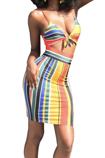 best selling sexy print two-piece suit rainbow stripe