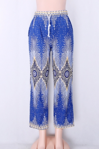 Peacock feather Print Casual Wide leg pants 