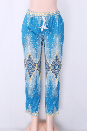 Peacock feather Print Casual Wide leg pants 