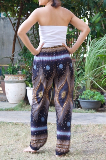 Women's Peacock feather Print Casual Wide leg pants 