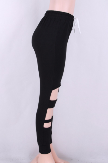 Hollow Knee Solid Sport Fashion Pants