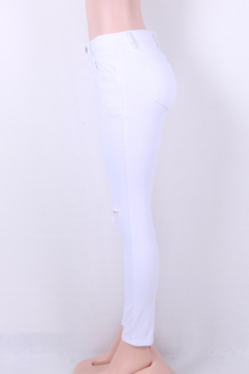 White High Waist Hollow Fashion Jeans