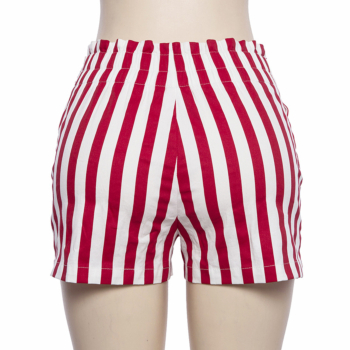 Summer Women's Hit Color Stripes High Waist Hip Casual Straight Shorts