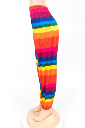 Sexy Women's Rainbow Printed Multicolor Loose Pants