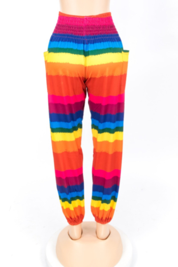 Sexy Women's Rainbow Printed Multicolor Loose Pants