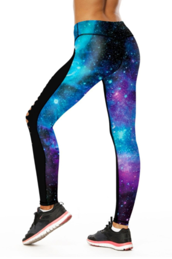 Summer Fashion Digital Printed Hollow High Waist Star Series Pattern Yoga Leggings