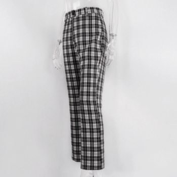 New black and white plaid high waist wide leg pants