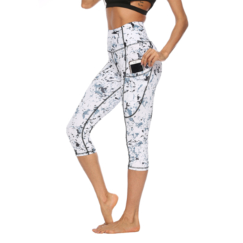 New printed pocket slim fitness sport yoga pants shorts