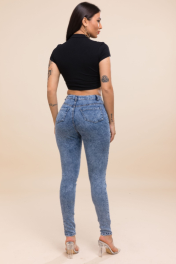 New plus size stretch shredded pocket slim denim jeans