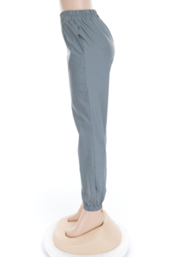 New stylish solid color pocket reflective fabric pants