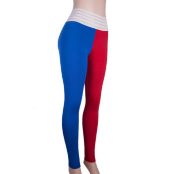 New stylish red and blue splice slim yoga pants leggings