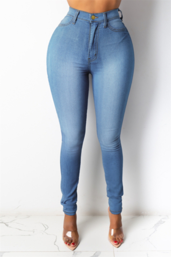 plus size new stylish five colors high waist slight stretch tight simple pocket jeans (new add colors and size)