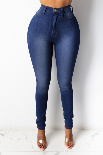 plus size new stylish three colors high waist slight stretch tight simple pocket jeans