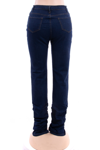 Autumn Winter new plus size micro-elastic high waist holes stylish flare jeans