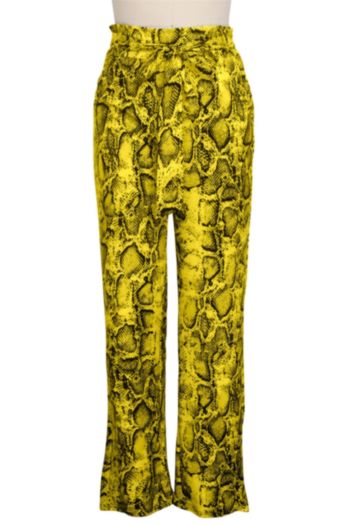 Autumn new plus size snake print stretch stylish trouser with belt