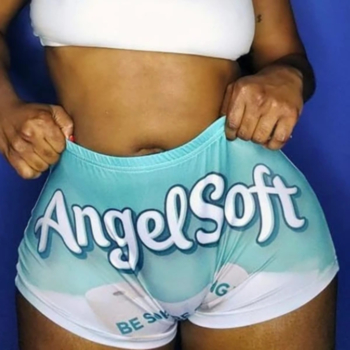 plus size sports stylish sky blue letters print stretch slim shorts