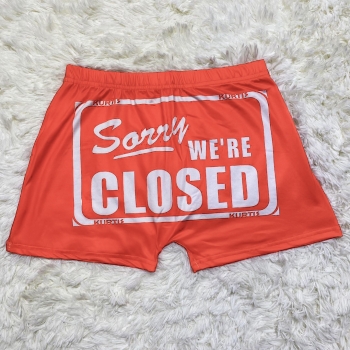 new plus size red letters print stretch yoga sports tight shorts