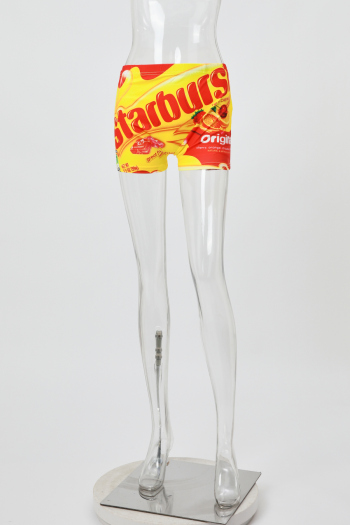 new plus size digital print stretch cute yoga tight shorts