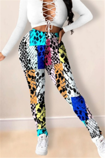 new oversize multicolor snakeskin print stretch stylish tight pants