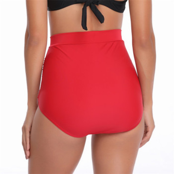 Sexy pleated high-waist swimming shorts