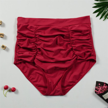 Sexy pleated high-waist swimming shorts