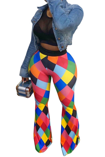 fashion casual pants colorful block pant
