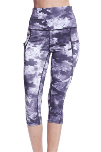 plus size new fashion batch printing high waist high elastic pocket yoga sport leggings