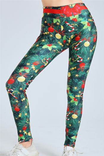 New stylish Christmas tree batch printing stretch fit yoga sport leggings