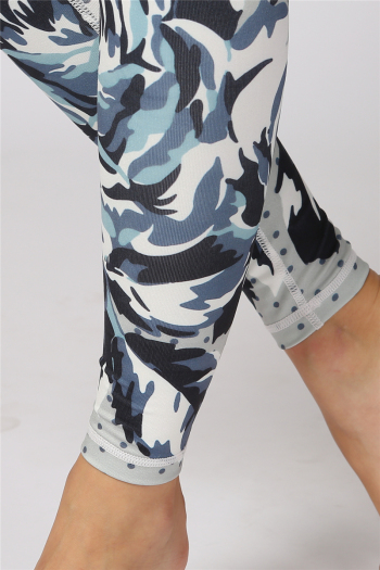 New stylish dot and flower batch printing stretch fit slim yoga leggings