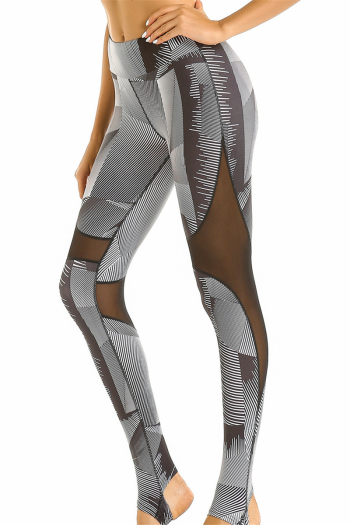 New fashion batch printing spliced mesh stretch over the heel yoga leggings