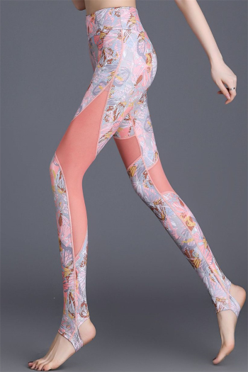 New fashion batch printing spliced mesh soft over the heel stretch yoga leggings