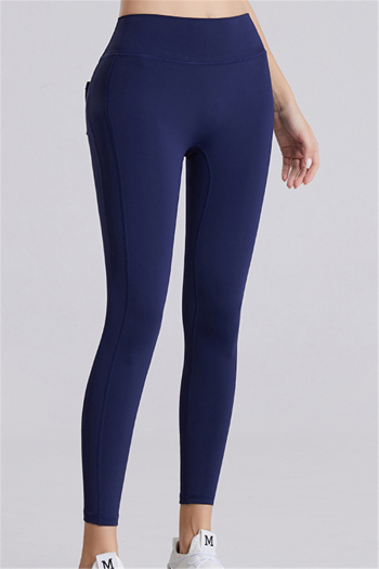 New stylish solid color high waist back pocket stretch fit yoga leggings