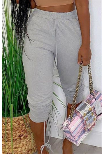 plus size solid color stretch pockets laced new stylish casual crop pants