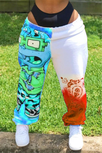 plus size cartoon and letter printing loose new stylish casual pants