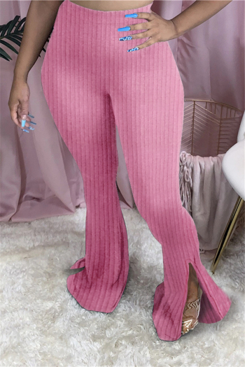 plus size 5 colors solid color split new fashion simple stretch casual flare pants