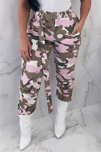new stylish 7 colors autumn camo batch printing pockets micro elastic pants (with belt)