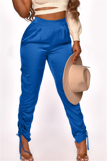 Plus size 4 colors solid color new fashion simple pockets micro elastic pants