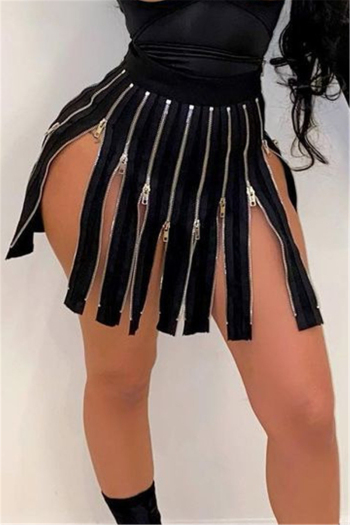 new stylish solid color multi-zip-up sexy skirt