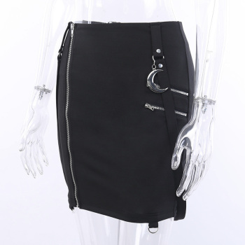 New stylish solid color slim fit inelastic zip-up skirt