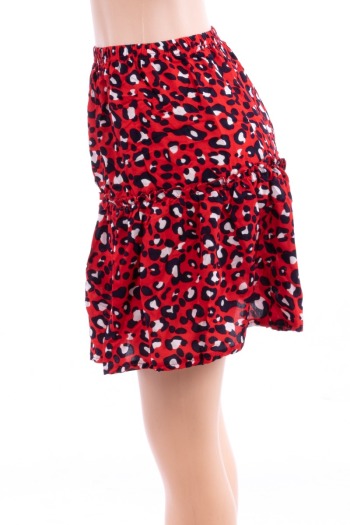 New stylish high waist leopard ruffle pleated beach casual mini skirt