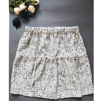 New stylish high waist leopard ruffle pleated beach casual mini skirt