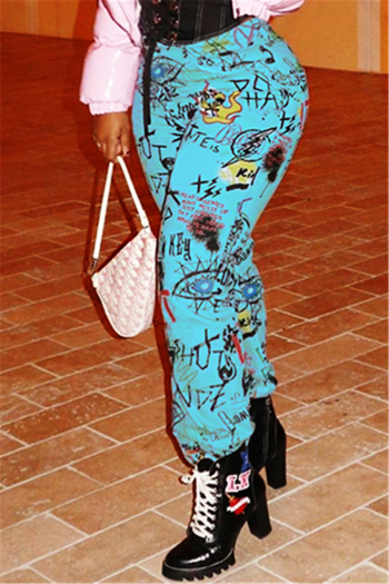 autumn new style plus size letters batch printing pockets loose casual pants