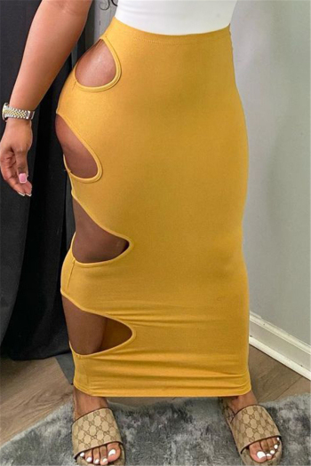 plus size 3 colors solid color summer hollow out sexy tight slim skirt