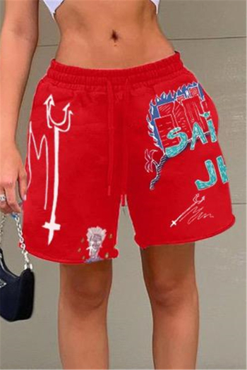 plus size new stylish summer pattern letter printing loose shorts