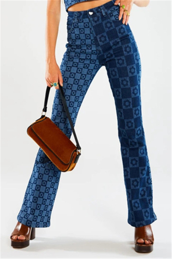 plus size new stylish batch printing contrast color zip-up all-match casual jeans