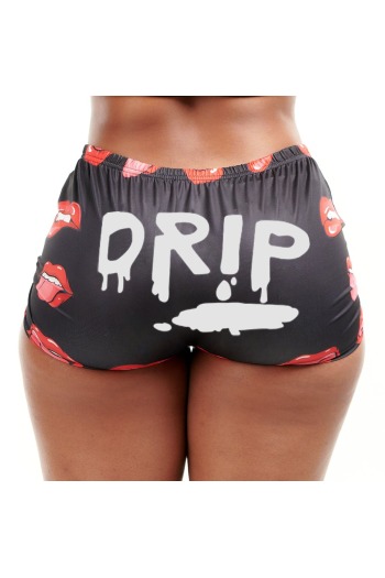 plus size new style lip batch printing letter fashion sexy hot shorts