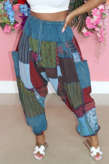 plus size multicolor batch printing pockets loose new stylish casual pants