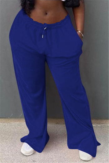 three colors solid color plus size new stylish simple laced casual loose pants